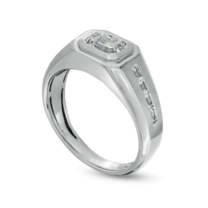 Men's 1.25 CT. T.W. Emerald-Cut Natural Diamond Wedding Band in Solid 14K White Gold