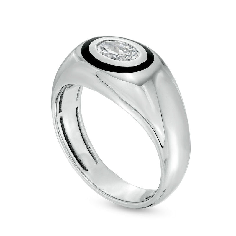 Men's 0.75 CT. Oval Natural Clarity Enhanced Diamond Solitaire Wedding Band in Solid 14K White Gold