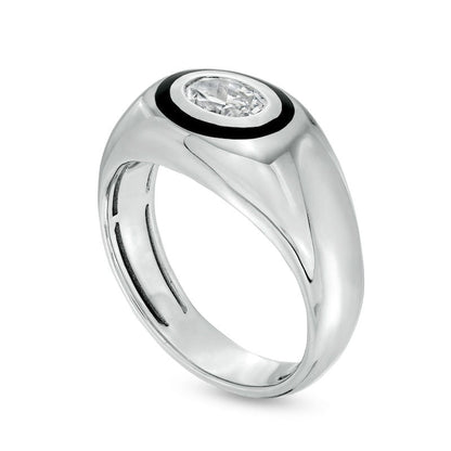 Men's 0.75 CT. Oval Natural Clarity Enhanced Diamond Solitaire Wedding Band in Solid 14K White Gold