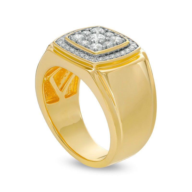 Men's 1.0 CT. T.W. Certified Lab-Created Diamond Cushion Frame Ring in Solid 14K Gold (F/SI2)