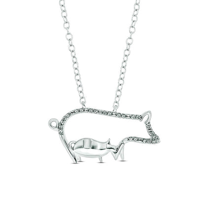 0.05 CT. T.W. Natural Diamond Motherly Love Pigs Pendant in Sterling Silver