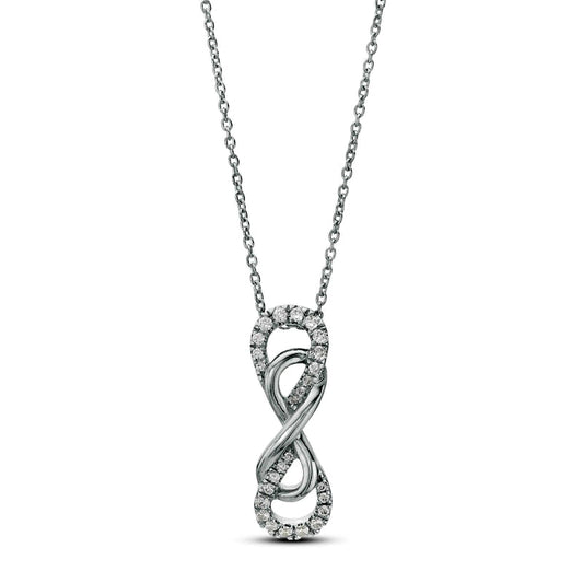 0.17 CT. T.W. Natural Diamond Double Infinity Vertical Drop Pendant in Sterling Silver