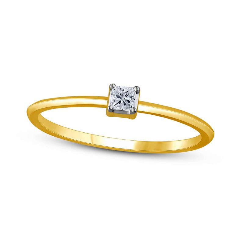 0.05 CT. Princess-Cut Natural Clarity Enhanced Diamond Solitaire Promise Ring in Solid 10K Yellow Gold