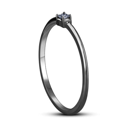 0.05 CT. Princess-Cut Natural Clarity Enhanced Diamond Solitaire Promise Ring in Solid 10K White Gold