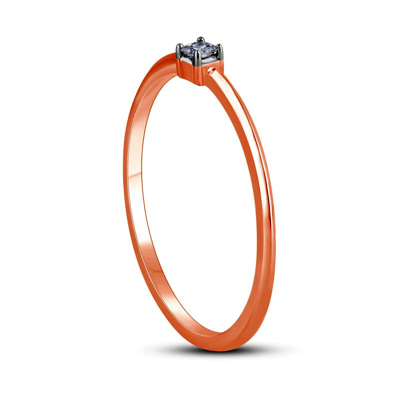 0.05 CT. Princess-Cut Natural Clarity Enhanced Diamond Solitaire Promise Ring in Solid 10K Rose Gold