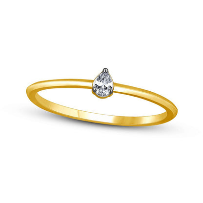 0.05 CT. Pear-Shaped Natural Clarity Enhanced Diamond Solitaire Promise Ring in Solid 10K Yellow Gold