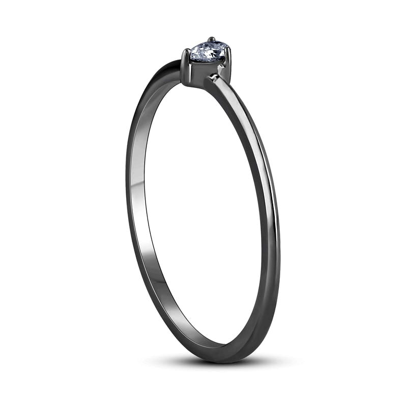 0.05 CT. Pear-Shaped Natural Clarity Enhanced Diamond Solitaire Promise Ring in Solid 10K White Gold