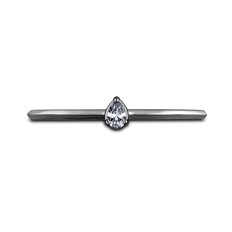 0.05 CT. Pear-Shaped Natural Clarity Enhanced Diamond Solitaire Promise Ring in Solid 10K White Gold