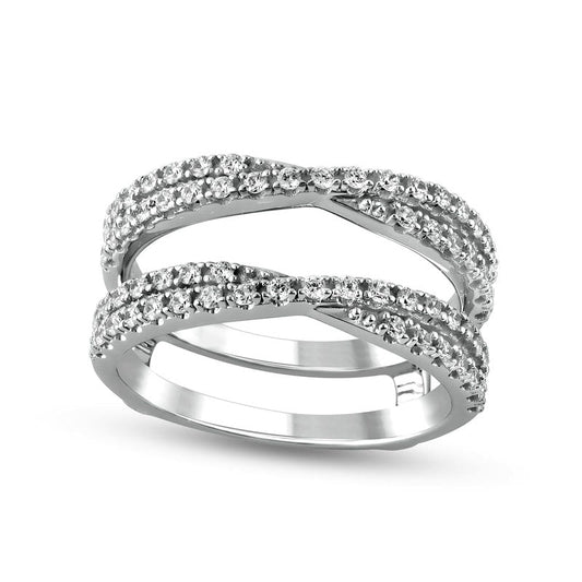 0.50 CT. T.W. Natural Diamond Criss-Cross Guard in Solid 14K White Gold