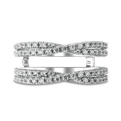 0.50 CT. T.W. Natural Diamond Criss-Cross Guard in Solid 14K White Gold