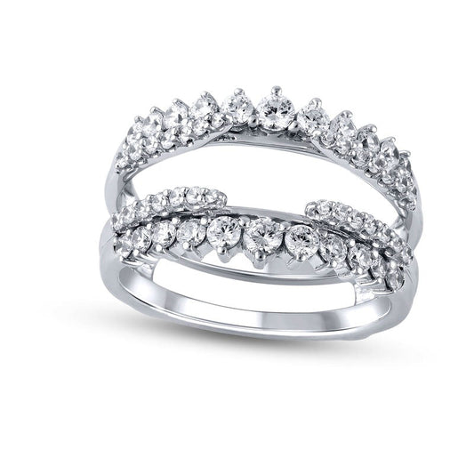 1.0 CT. T.W. Natural Diamond Double Row Guard in Solid 14K White Gold