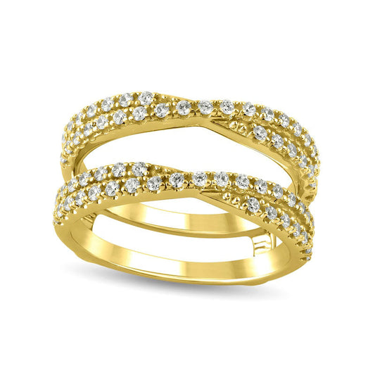 0.50 CT. T.W. Natural Diamond Criss-Cross Guard in Solid 14K Gold