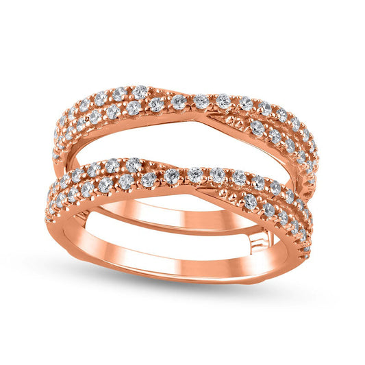 0.50 CT. T.W. Natural Diamond Criss-Cross Guard in Solid 14K Rose Gold