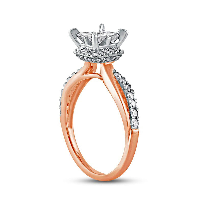 1.0 CT. T.W. Quad Princess-Cut Natural Diamond Hidden Halo Twist Shank Engagement Ring in Solid 10K Rose Gold (I/I2)