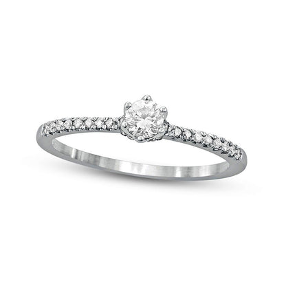 0.33 CT. T.W. Natural Diamond Hidden Halo Engagement Ring in Solid 10K White Gold (I/I2)
