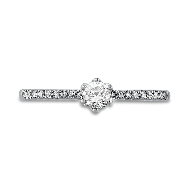 0.33 CT. T.W. Natural Diamond Hidden Halo Engagement Ring in Solid 10K White Gold (I/I2)