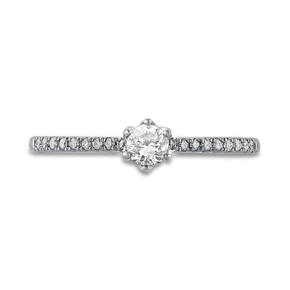 0.33 CT. T.W. Natural Diamond Hidden Halo Engagement Ring in Solid 10K White Gold (I/I2)