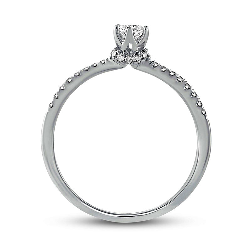0.33 CT. T.W. Natural Diamond Hidden Halo Engagement Ring in Solid 10K White Gold (I/I2)