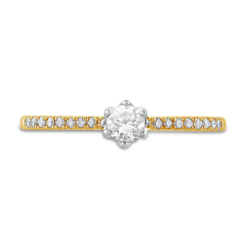0.33 CT. T.W. Natural Diamond Hidden Halo Engagement Ring in Solid 10K Yellow Gold (I/I2)