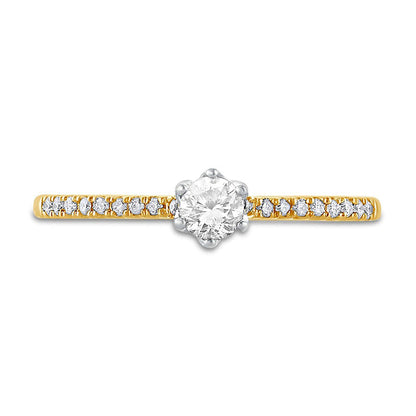 0.33 CT. T.W. Natural Diamond Hidden Halo Engagement Ring in Solid 10K Yellow Gold (I/I2)
