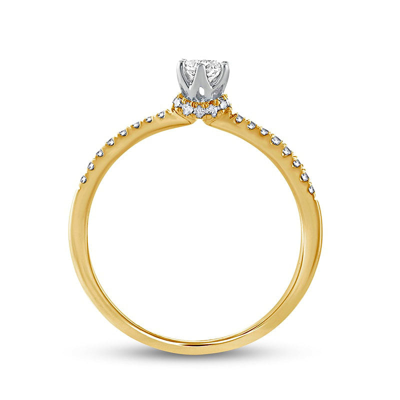 0.33 CT. T.W. Natural Diamond Hidden Halo Engagement Ring in Solid 10K Yellow Gold (I/I2)