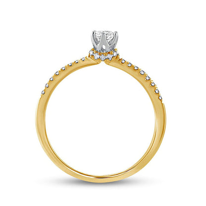 0.33 CT. T.W. Natural Diamond Hidden Halo Engagement Ring in Solid 10K Yellow Gold (I/I2)