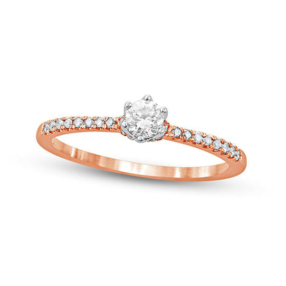 0.33 CT. T.W. Natural Diamond Hidden Halo Engagement Ring in Solid 10K Rose Gold (I/I2)