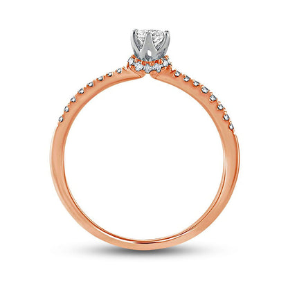 0.33 CT. T.W. Natural Diamond Hidden Halo Engagement Ring in Solid 10K Rose Gold (I/I2)