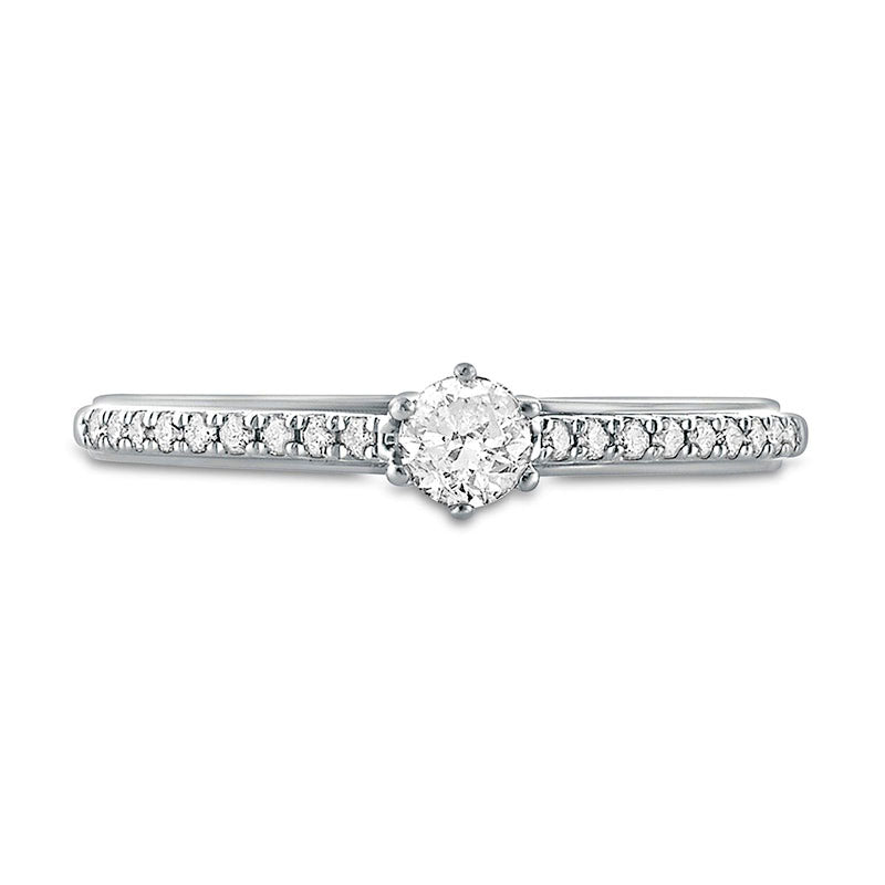 0.33 CT. T.W. Natural Diamond Hidden Halo Cathedral Engagement Ring in Solid 10K White Gold (I/I2)