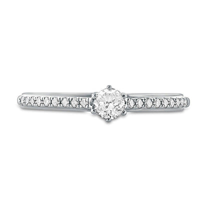 0.33 CT. T.W. Natural Diamond Hidden Halo Cathedral Engagement Ring in Solid 10K White Gold (I/I2)