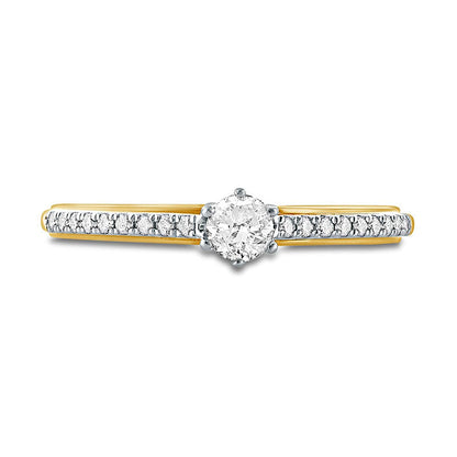 0.33 CT. T.W. Natural Diamond Hidden Halo Cathedral Engagement Ring in Solid 10K Yellow Gold (I/I2)