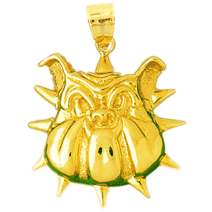 14K Gold Bulldog with Spike Collar Pendant