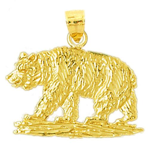14K Gold Kodiak Brown Bear Pendant