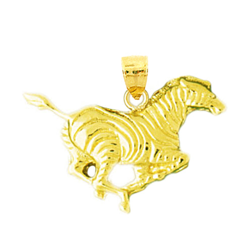 14K Gold Running Zebra Pendant
