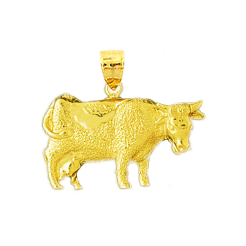 14K Gold 25MM Cow Pendant