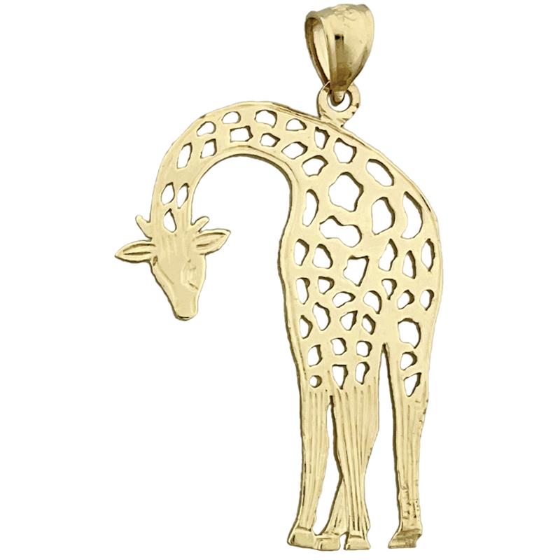 14K Gold 30MM Cut-Out Giraffe Pendant