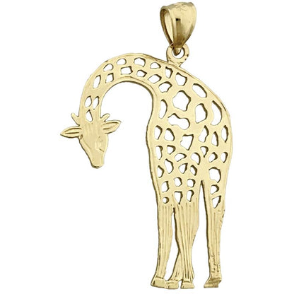 14K Gold 30MM Cut-Out Giraffe Pendant