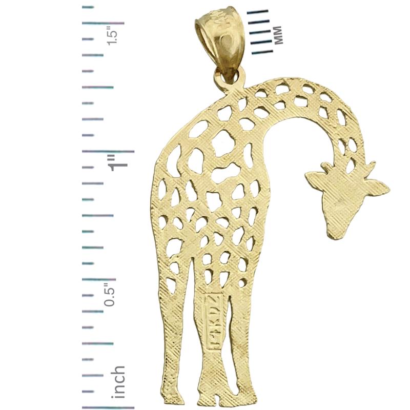 14K Gold 30MM Cut-Out Giraffe Pendant