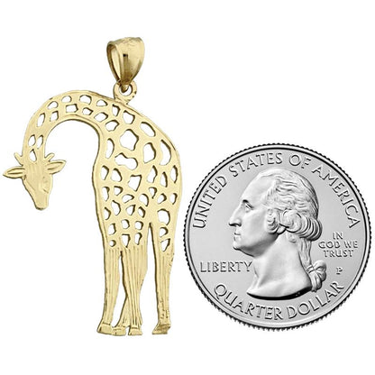 14K Gold 30MM Cut-Out Giraffe Pendant