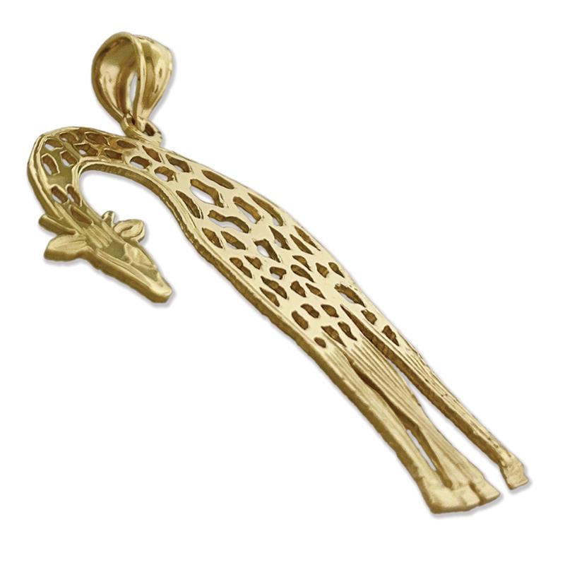 14K Gold 30MM Cut-Out Giraffe Pendant
