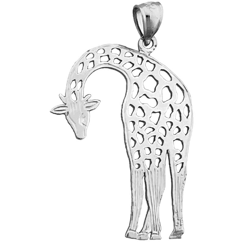 14K Gold 30MM Cut-Out Giraffe Pendant