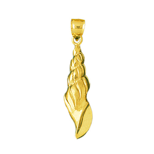 14K Gold Auger Marine Gastropod Mollusk Shell Pendant