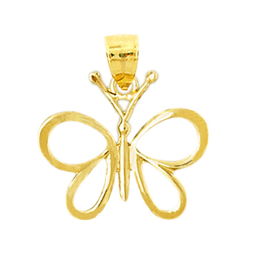 14K Gold Floating Butterfly Pendant