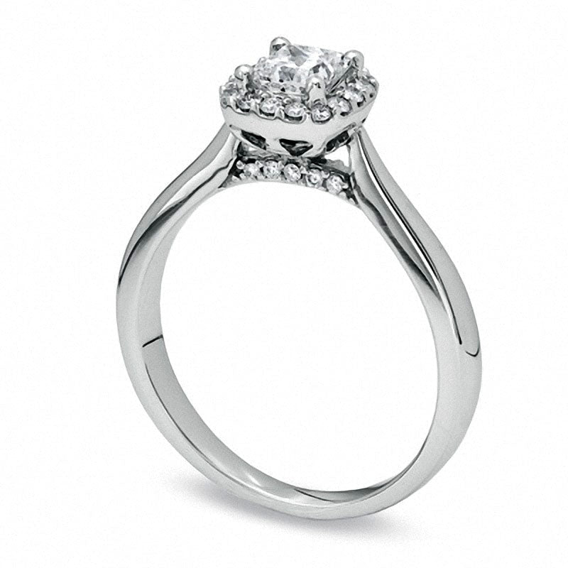 Previously Owned - 0.63 CT. T.W. Princess-Cut Natural Diamond Engagement Ring in Solid 14K White Gold