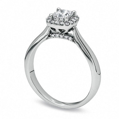 Previously Owned - 0.63 CT. T.W. Princess-Cut Natural Diamond Engagement Ring in Solid 14K White Gold