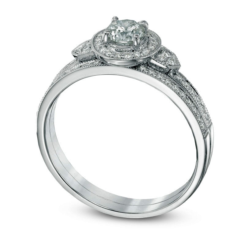 Previously Owned - 0.63 CT. T.W. Natural Diamond Bridal Engagement Ring Set in Solid 10K White Gold
