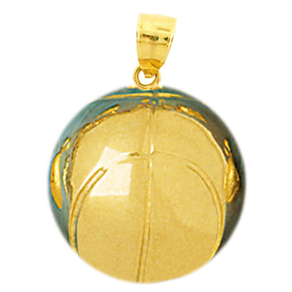 14K Gold 3D Basketball Pendant