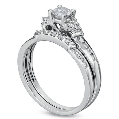 Previously Owned - 0.75 CT. T.W. Natural Diamond Bridal Engagement Ring Set in Solid 14K White Gold