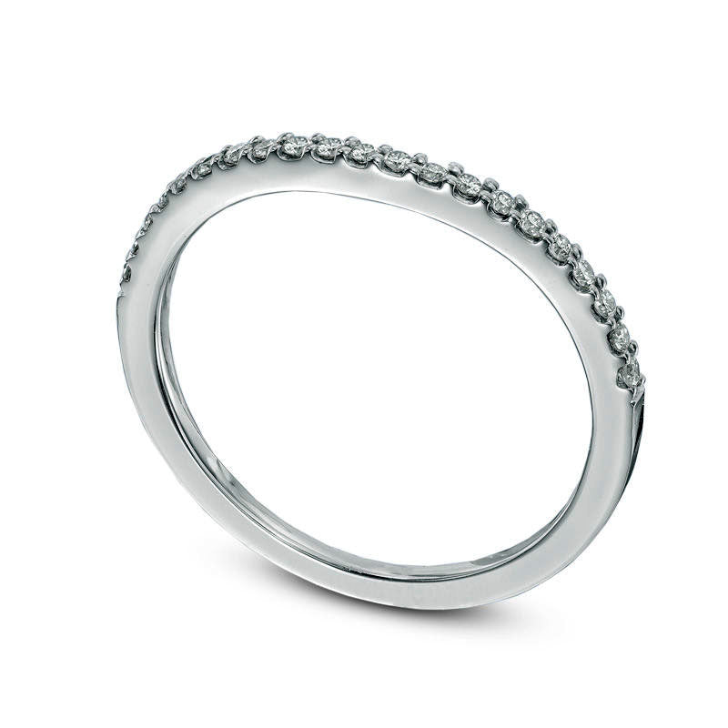 Previously Owned - 0.13 CT. T.W. Natural Diamond Contour Wedding Band in Solid 14K White Gold