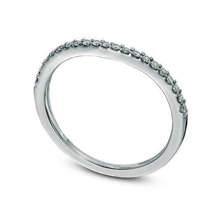 Previously Owned - 0.13 CT. T.W. Natural Diamond Contour Wedding Band in Solid 14K White Gold